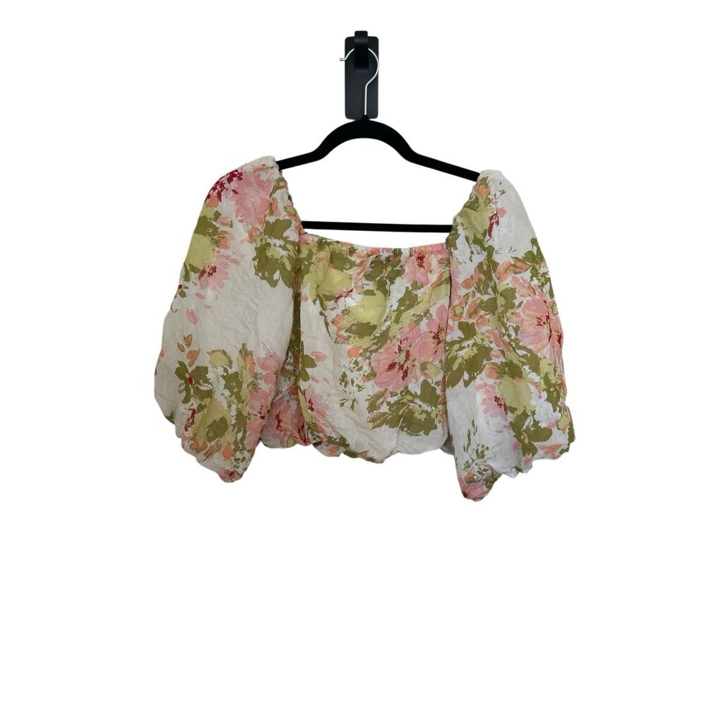 Calypso St Barth Floral off the shoulder crop blouse
